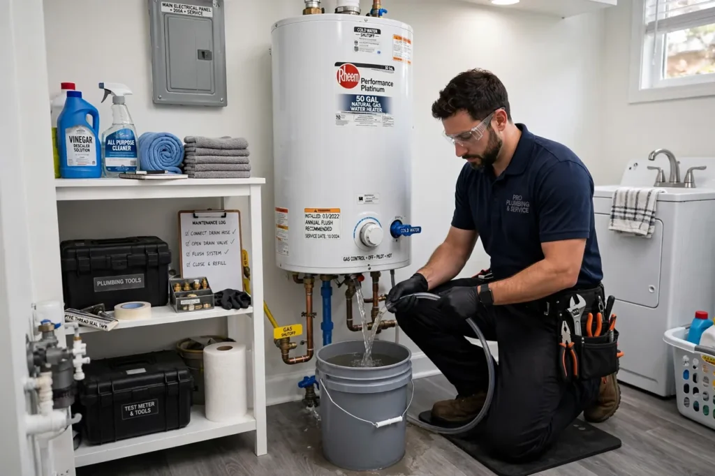 Water heater maintenance to prevent hard water sediment in Greenwood, IN